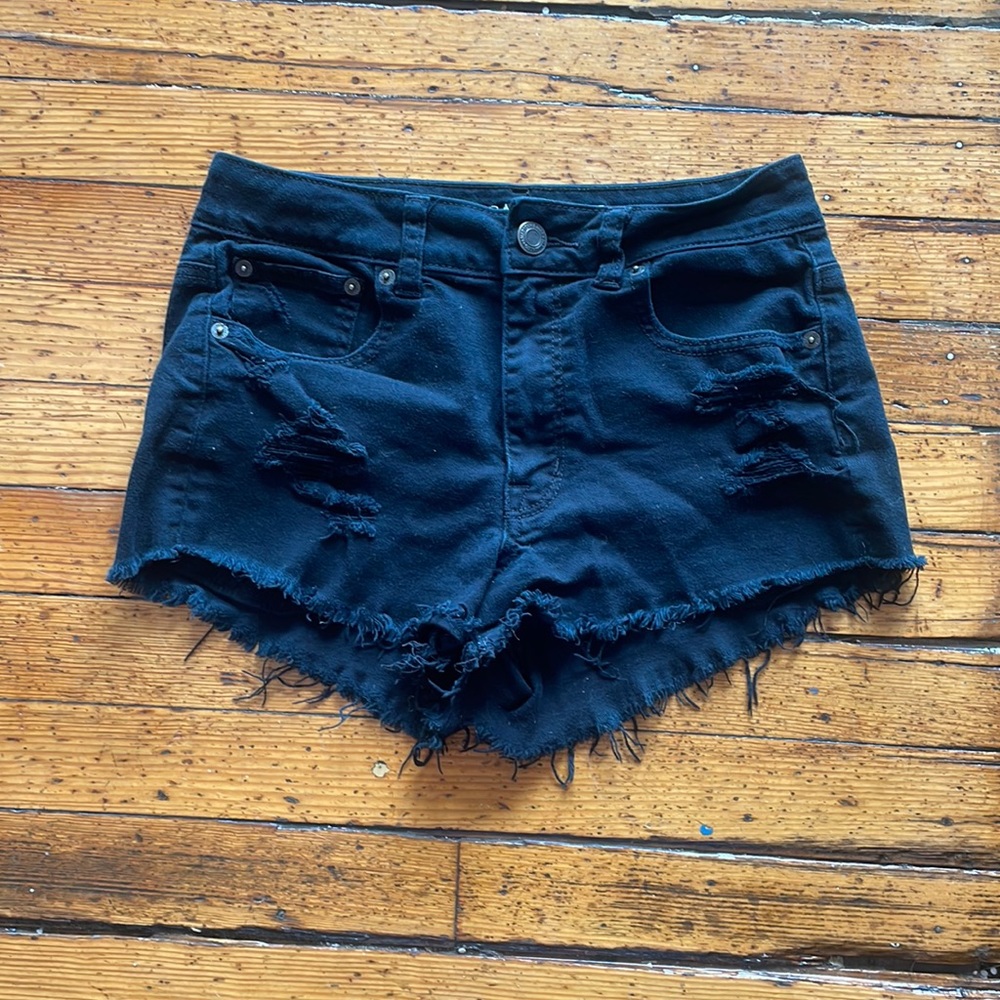 American Eagle Outfitters Hi-Rise Festival Black Cut-Off Denim Shorts Size 6